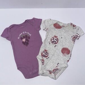 Carter's size 3 months Purple and Gray fruit Bodysuit bundle